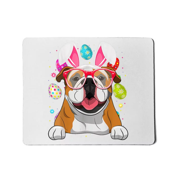 Cute Bunny English Bulldog Dog Face Easter Eggs Easter Day Mousepad