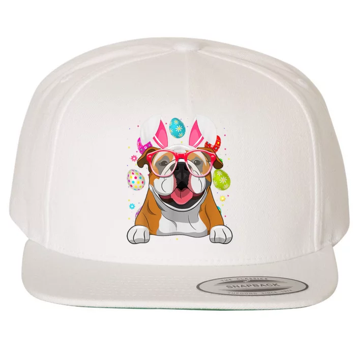 Cute Bunny English Bulldog Dog Face Easter Eggs Easter Day Wool Snapback Cap