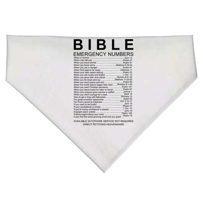 Christian Bible Emergency Numbers USA-Made Doggie Bandana