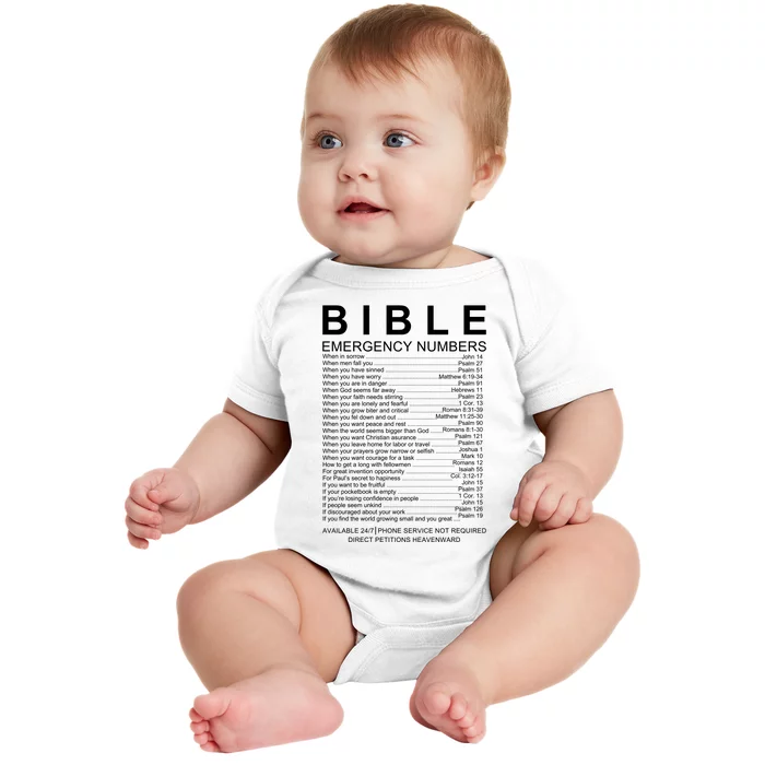 Christian Bible Emergency Numbers Baby Bodysuit