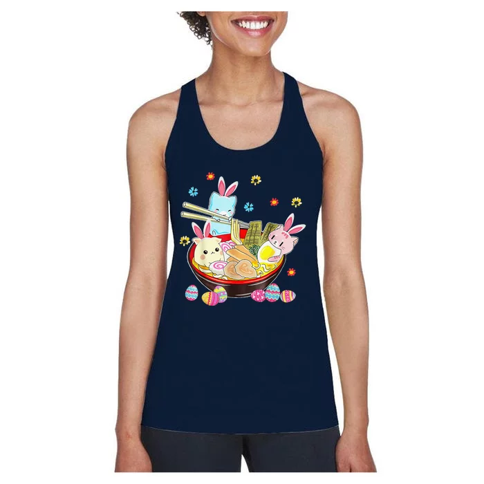 Cat Bunny Ears Ramen Kawaii Easter Day Anime Lover Rabbit Women's Racerback Tank