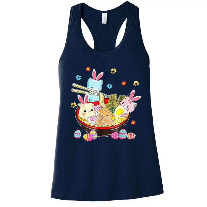 Cat Bunny Ears Ramen Kawaii Easter Day Anime Lover Rabbit Women's Racerback Tank