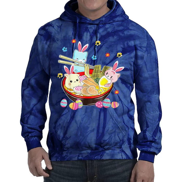 Cat Bunny Ears Ramen Kawaii Easter Day Anime Lover Rabbit Tie Dye Hoodie