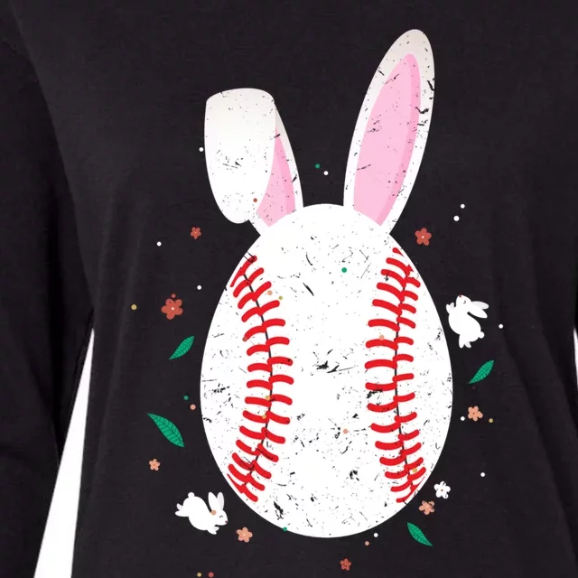 Cute Baseball Easter Egg Bunny Costume Happy Easter Day Gift Womens Cotton Relaxed Long Sleeve T-Shirt