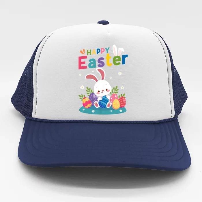 Cute Bunny Eggs Easter Camping Happy Easter Day 2024 Trucker Hat