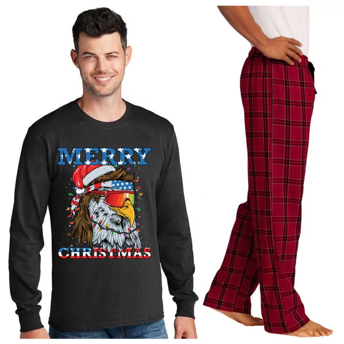 Christmas Bald Eagle Mullet Usa Patriotic Christmas Eagle Great Gift Long Sleeve Pajama Set