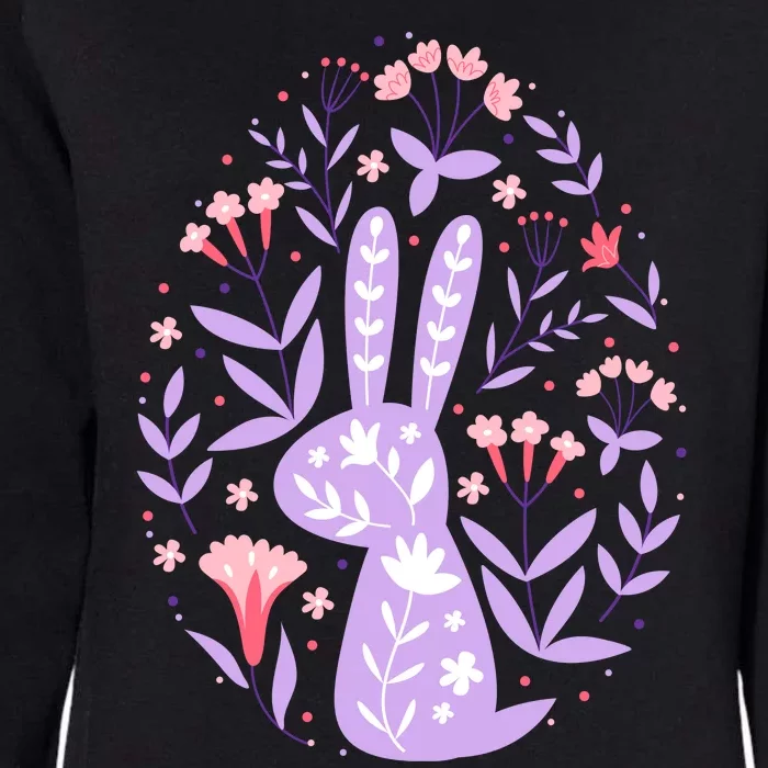 Cute Bunny Easter Egg Shape With Floral Womens California Wash Sweatshirt