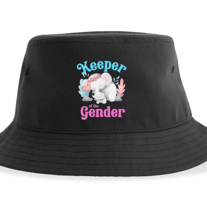 Cute Baby Elephant Keeper of Gender baby reveal party idea Sustainable Bucket Hat