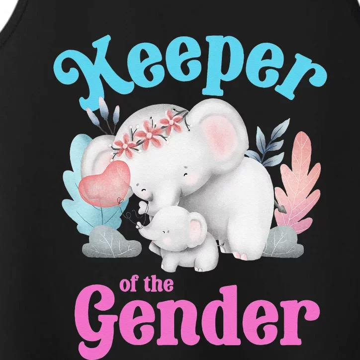 Cute Baby Elephant Keeper of Gender baby reveal party idea Performance Tank