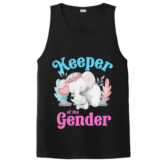 Cute Baby Elephant Keeper of Gender baby reveal party idea Performance Tank