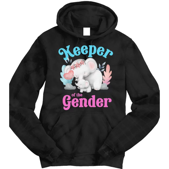 Cute Baby Elephant Keeper of Gender baby reveal party idea Tie Dye Hoodie