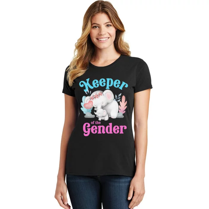 Cute Baby Elephant Keeper of Gender baby reveal party idea Women's T-Shirt