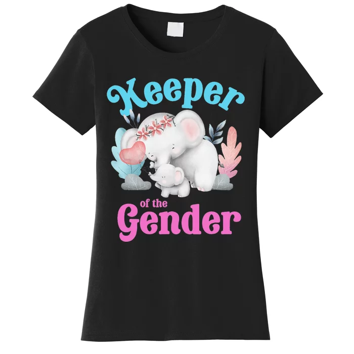 Cute Baby Elephant Keeper of Gender baby reveal party idea Women's T-Shirt