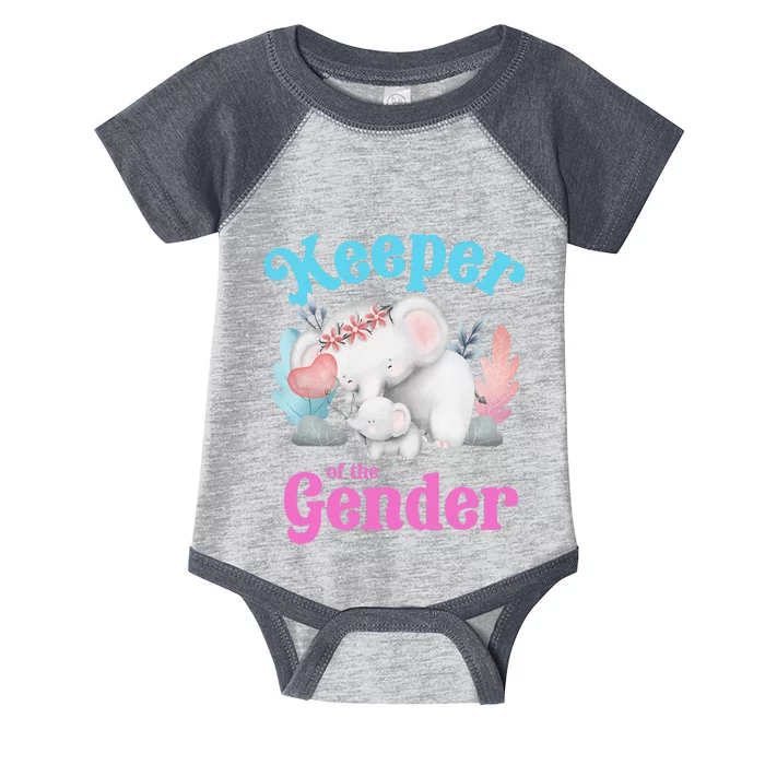 Cute Baby Elephant Keeper of Gender baby reveal party idea Infant Baby Jersey Bodysuit