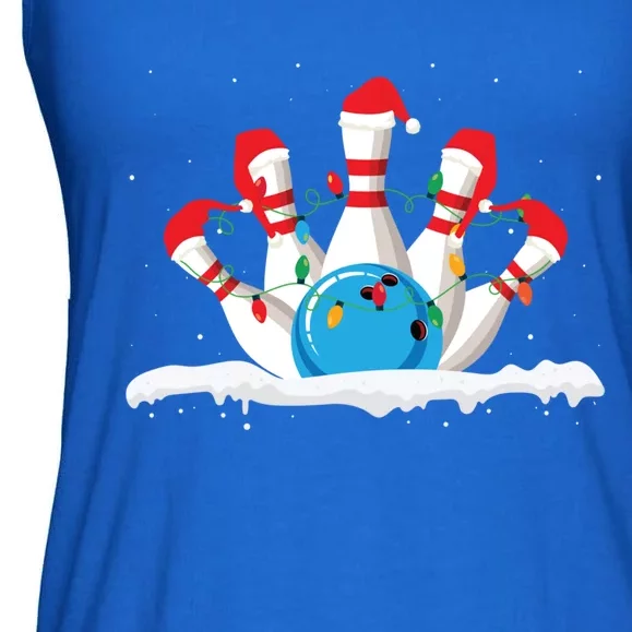 Christmas Bowling Expert Xmas Lights Bowling Game Lover Meaningful Gift Ladies Essential Flowy Tank