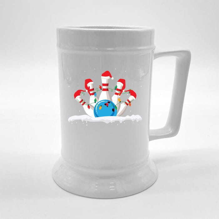 Christmas Bowling Expert Xmas Lights Bowling Game Lover Meaningful Gift Front & Back Beer Stein