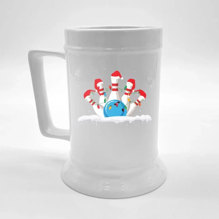 Christmas Bowling Expert Xmas Lights Bowling Game Lover Meaningful Gift Front & Back Beer Stein