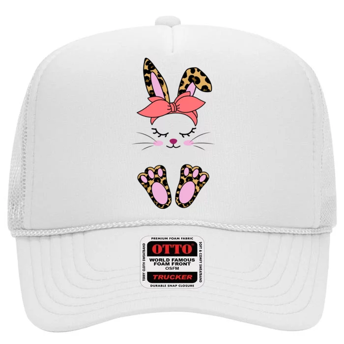 Cute Bunny Easter Holiday High Crown Mesh Trucker Hat