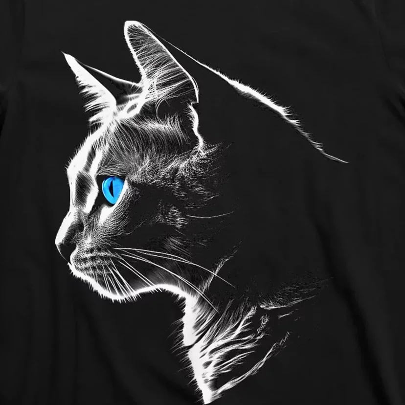 Cat Blue Eyes Pet Animal Art Cat T-Shirt