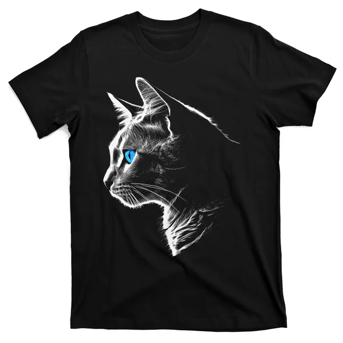 Cat Blue Eyes Pet Animal Art Cat T-Shirt