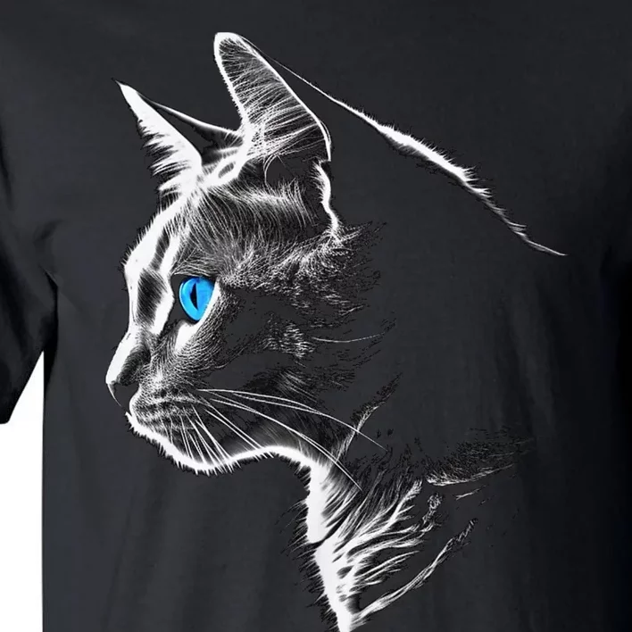 Cat Blue Eyes Pet Animal Art Cat Tall T-Shirt