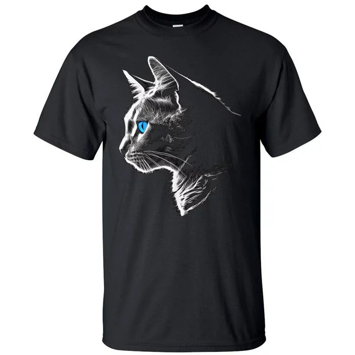 Cat Blue Eyes Pet Animal Art Cat Tall T-Shirt