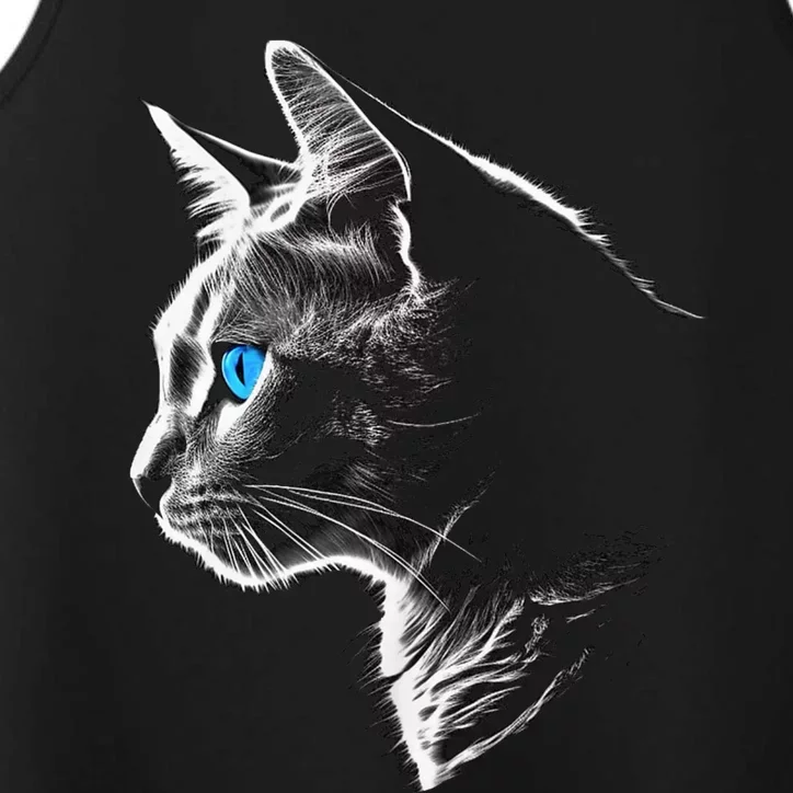 Cat Blue Eyes Pet Animal Art Cat Performance Tank