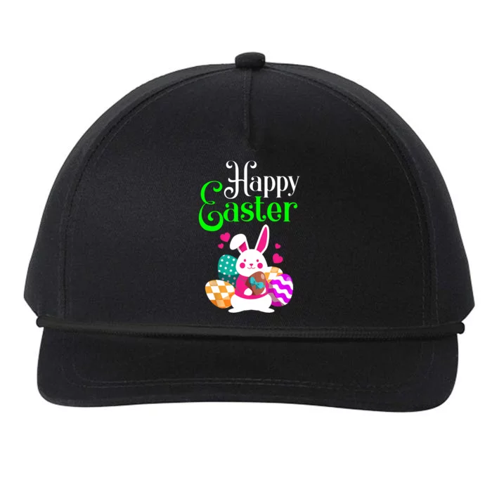 Cute Bunny Eggs Happy Easter Snapback Five-Panel Rope Hat