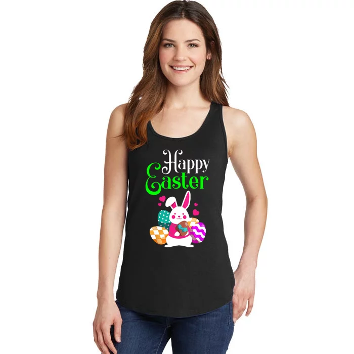 Cute Bunny Eggs Happy Easter Ladies Essential Tank