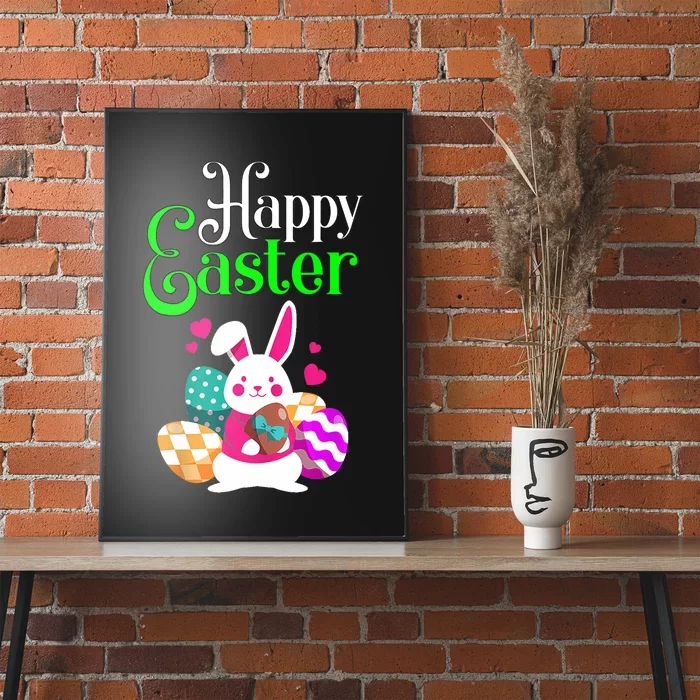 Cute Bunny Eggs Happy Easter Poster