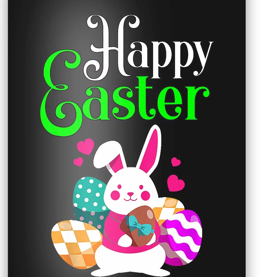 Cute Bunny Eggs Happy Easter Poster