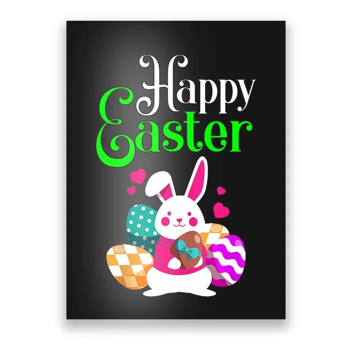 Cute Bunny Eggs Happy Easter Poster