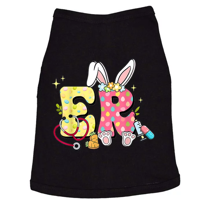 Cute Bunny Ears Stethoscope Happy Easter Day ER Nurse Doggie Tank