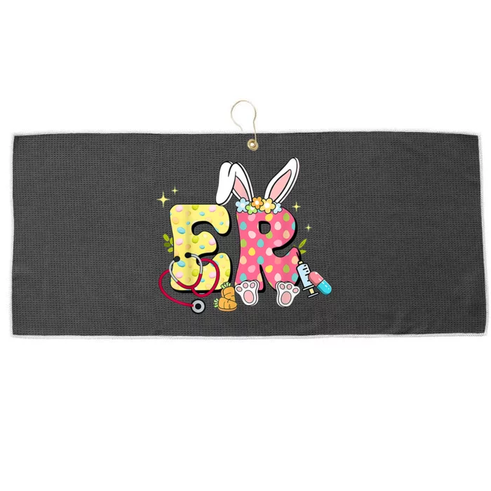 Cute Bunny Ears Stethoscope Happy Easter Day ER Nurse Large Microfiber Waffle Golf Towel