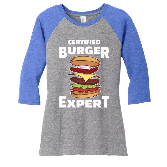 Certified Burger Expert Meat Eater Barbecue Cute Gift Women's Tri-Blend 3/4-Sleeve Raglan Shirt