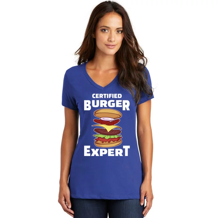 Certified Burger Expert Meat Eater Barbecue Cute Gift Women's V-Neck T-Shirt