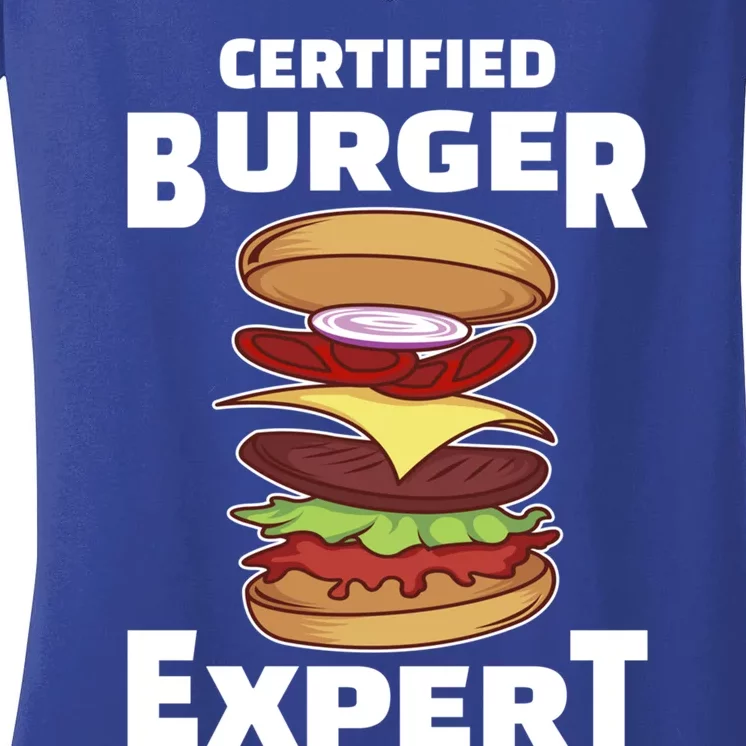 Certified Burger Expert Meat Eater Barbecue Cute Gift Women's V-Neck T-Shirt