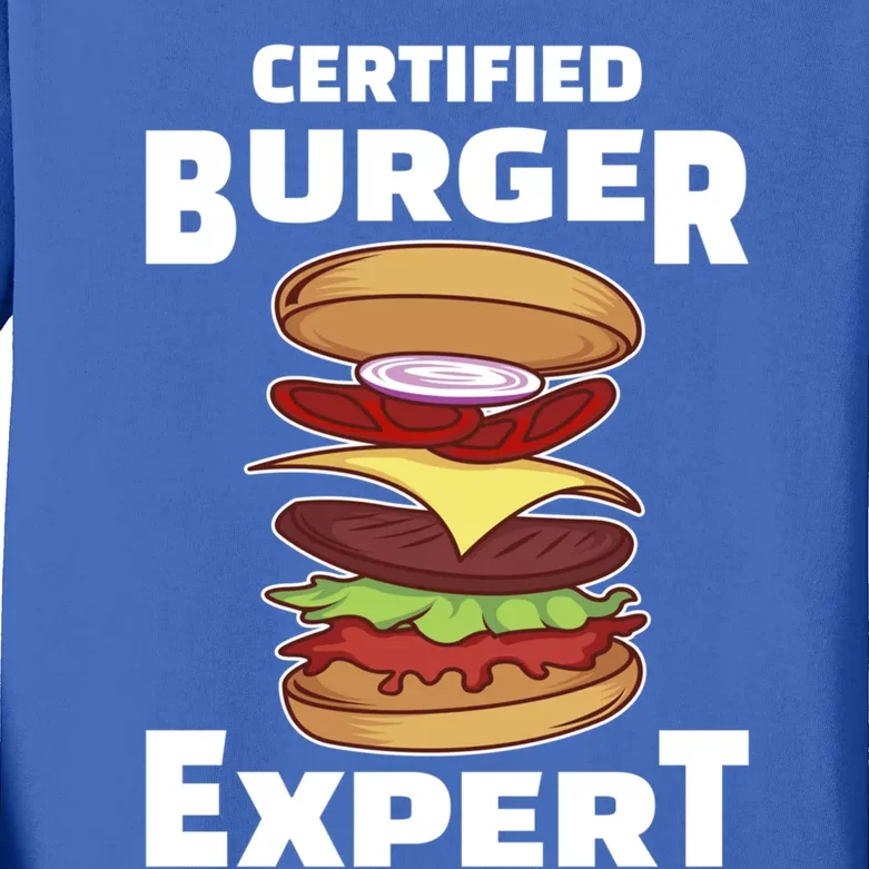 Certified Burger Expert Meat Eater Barbecue Cute Gift Kids Long Sleeve Shirt