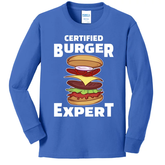 Certified Burger Expert Meat Eater Barbecue Cute Gift Kids Long Sleeve Shirt