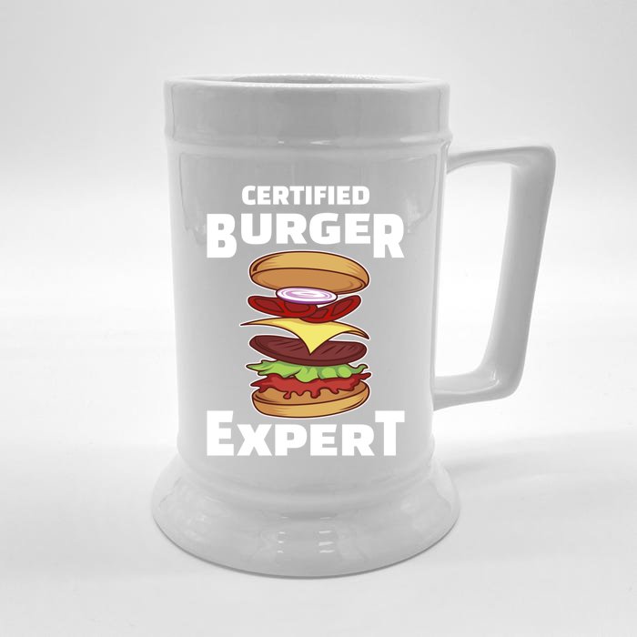 Certified Burger Expert Meat Eater Barbecue Cute Gift Front & Back Beer Stein