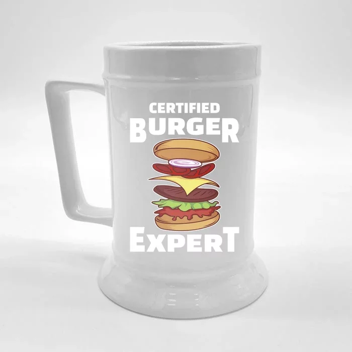 Certified Burger Expert Meat Eater Barbecue Cute Gift Front & Back Beer Stein