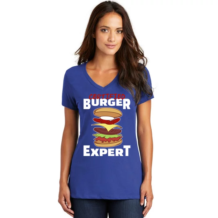 Certified Burger Expert Meat Eater Barbecue Great Gift Women's V-Neck T-Shirt