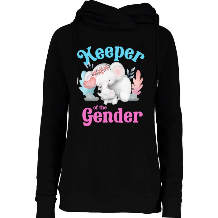 Cute Baby Elephant Keeper Of Gender Baby Reveal Party Idea Womens Funnel Neck Pullover Hood