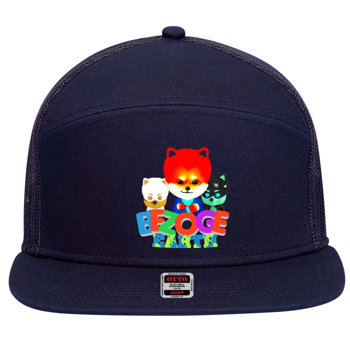 Colorful Bezoge Earth Bezoge Coin 7 Panel Mesh Trucker Snapback Hat