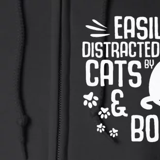 Cat Book Easily Distracted by Cats and Books Gift Full Zip Hoodie