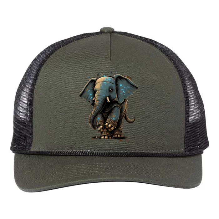 Cute Baby Elephant For People Lovers Elephant Retro Rope Trucker Hat Cap