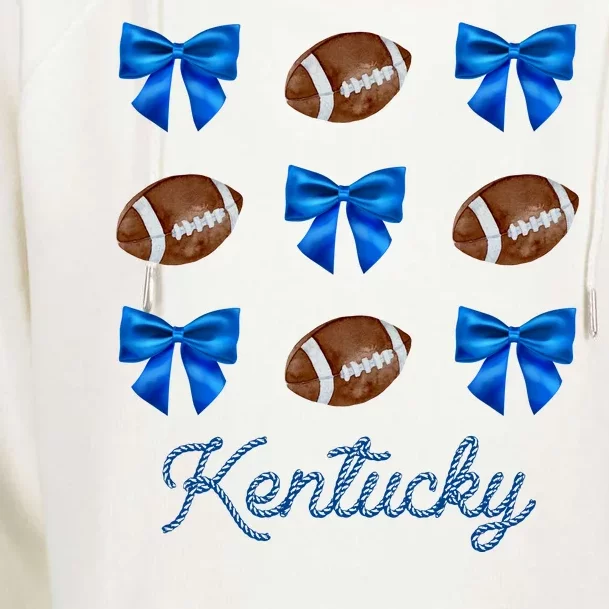 Coquette Bow Football Kentucky Lover Womens Funnel Neck Pullover Hood