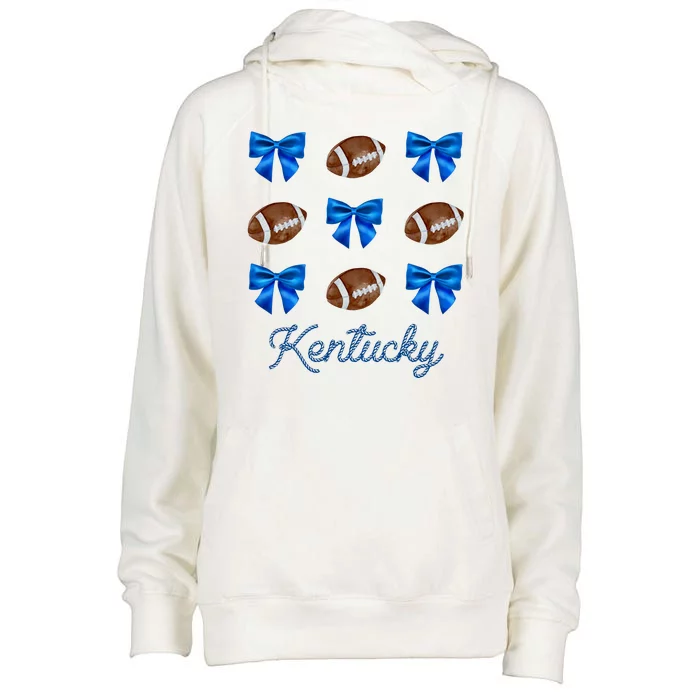 Coquette Bow Football Kentucky Lover Womens Funnel Neck Pullover Hood