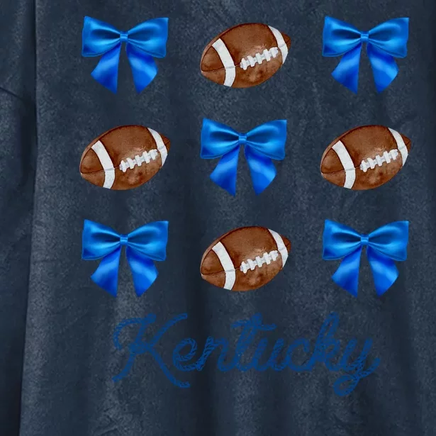 Coquette Bow Football Kentucky Lover Hooded Wearable Blanket