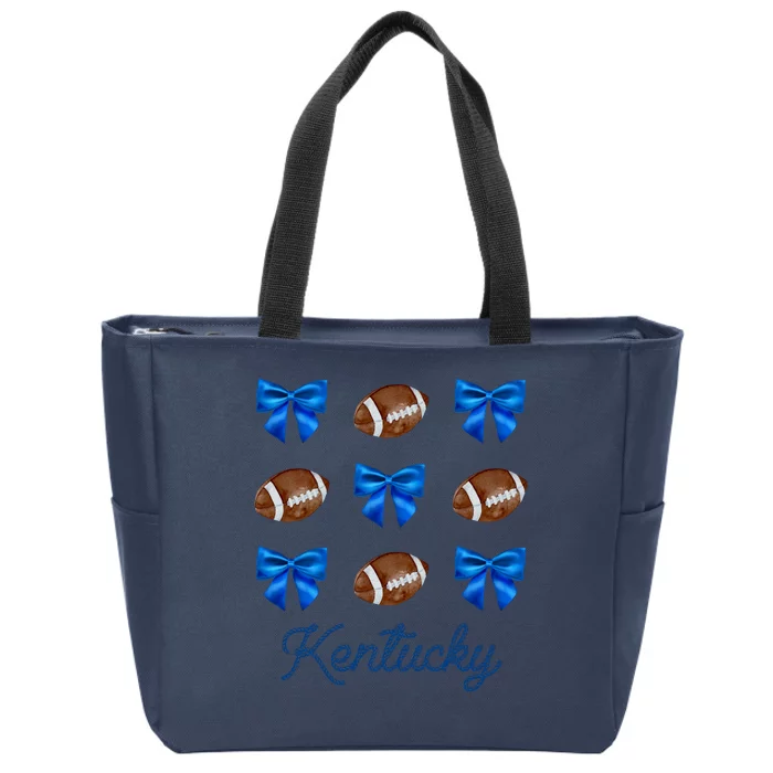 Coquette Bow Football Kentucky Lover Zip Tote Bag